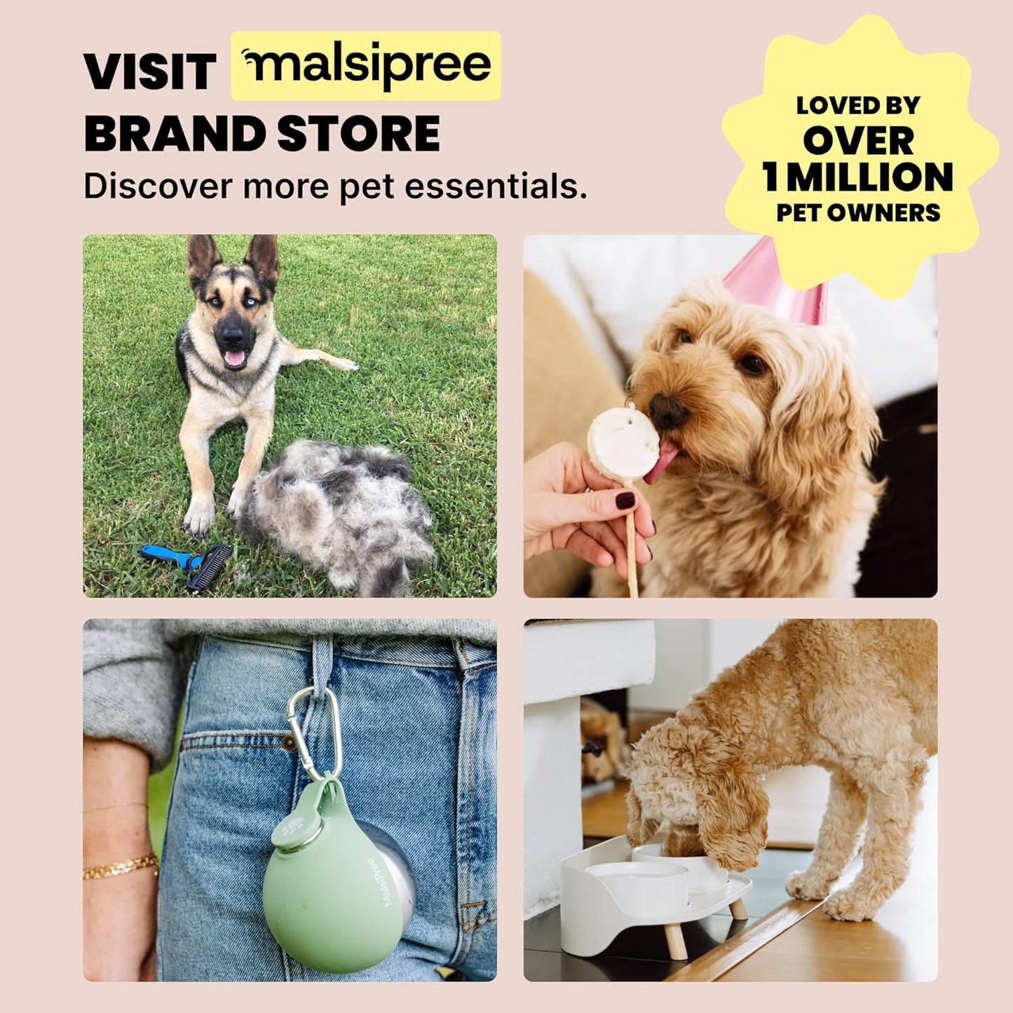 MalsiPree Portable Dog Water Bottle - 19 Oz, Blue - Leak-Proof Water Bowl Dispenser with Lock for Hiking, Travel & On-The-Go