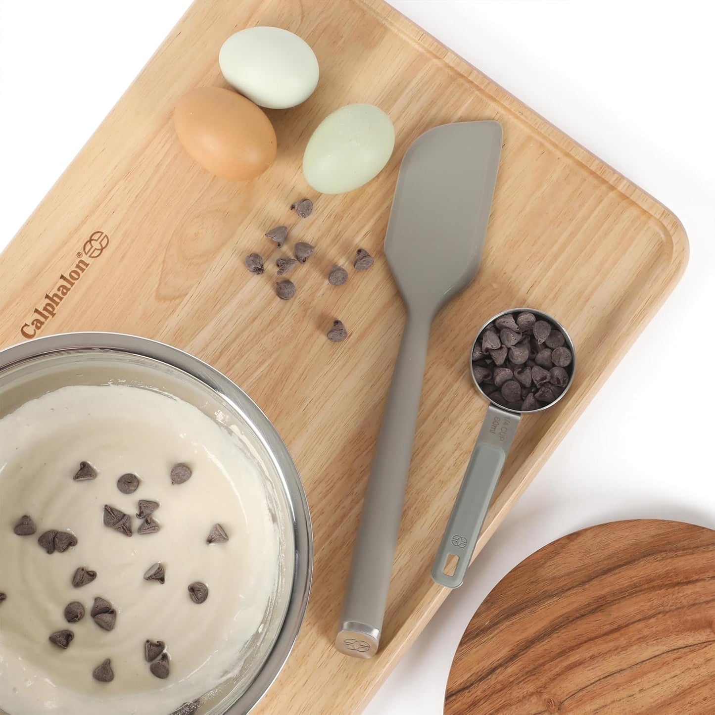 Calphalon Prime 7 Piece Sillicone and Teak Wood Kitchen Tool & Gadget Set - Taupe