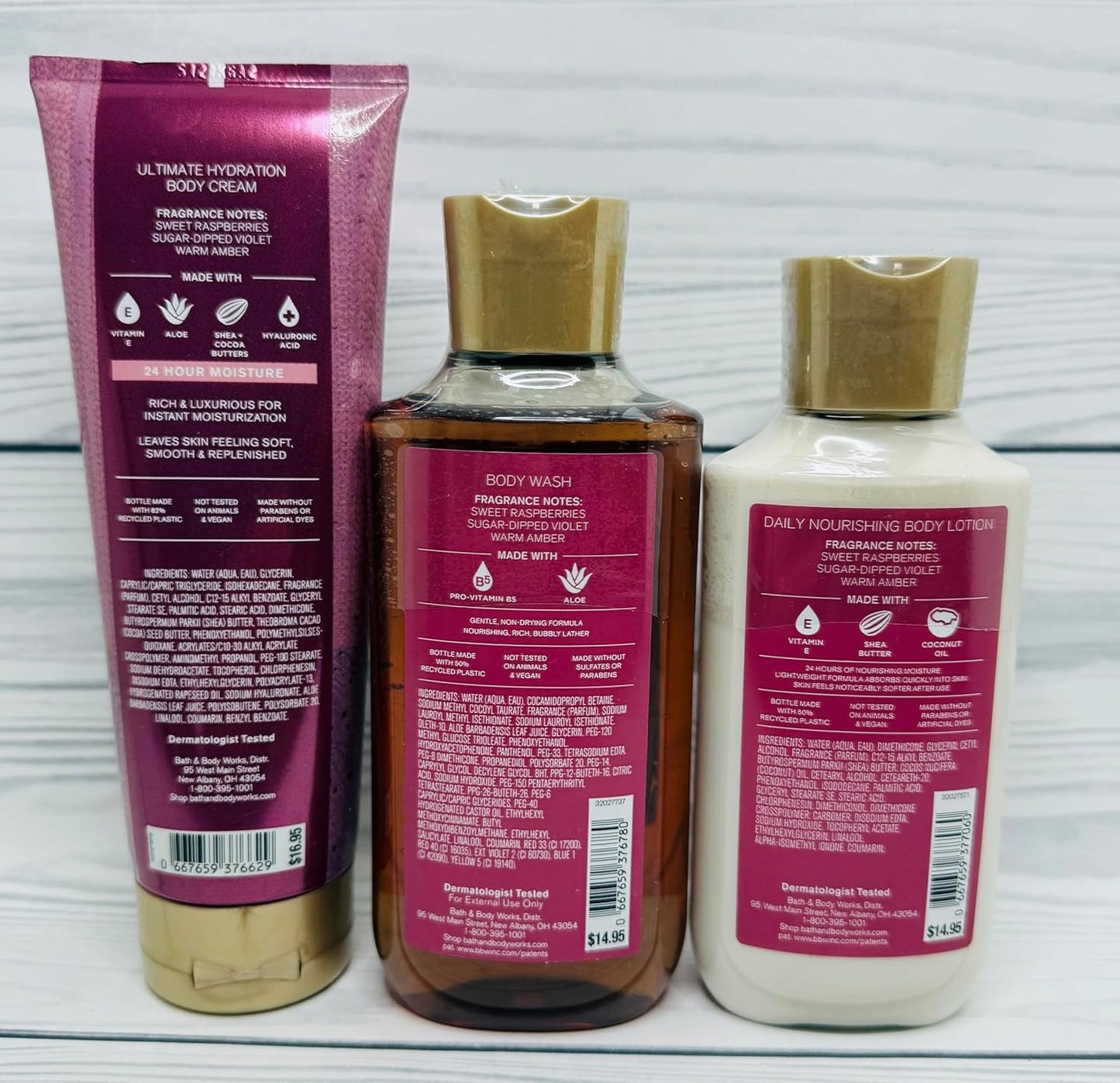 Bath & Body Works Body Blush Cardigan Gel Wash, Body Lotion and Ultimate Hydration Body Cream 3 Piece Set