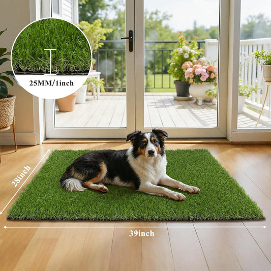 HEBE Fake Grass Pee Pad for Dogs 28"x39", Artificial Grass Turf for Indoor Outdoor Potty Training, Washable Dog Potty Grass Mat with Drainage Holes, Reusable Non-Slip Pet Potty Pad
