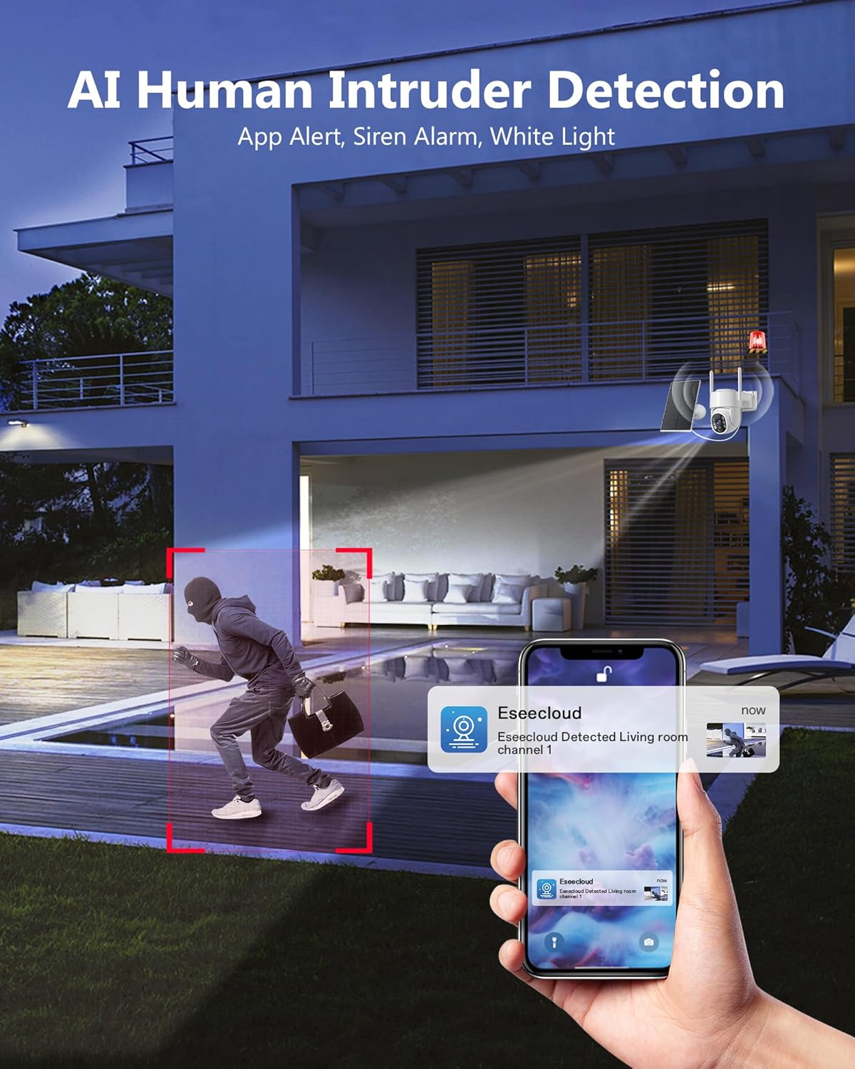 5G&2.4GHz Security Cameras Wireless Outdoor, 2K Cameras for Home Security, Solar & Battery Powered Security Camera Outdoor, Color Night Vision, PTZ Human Detection, 2 Packs