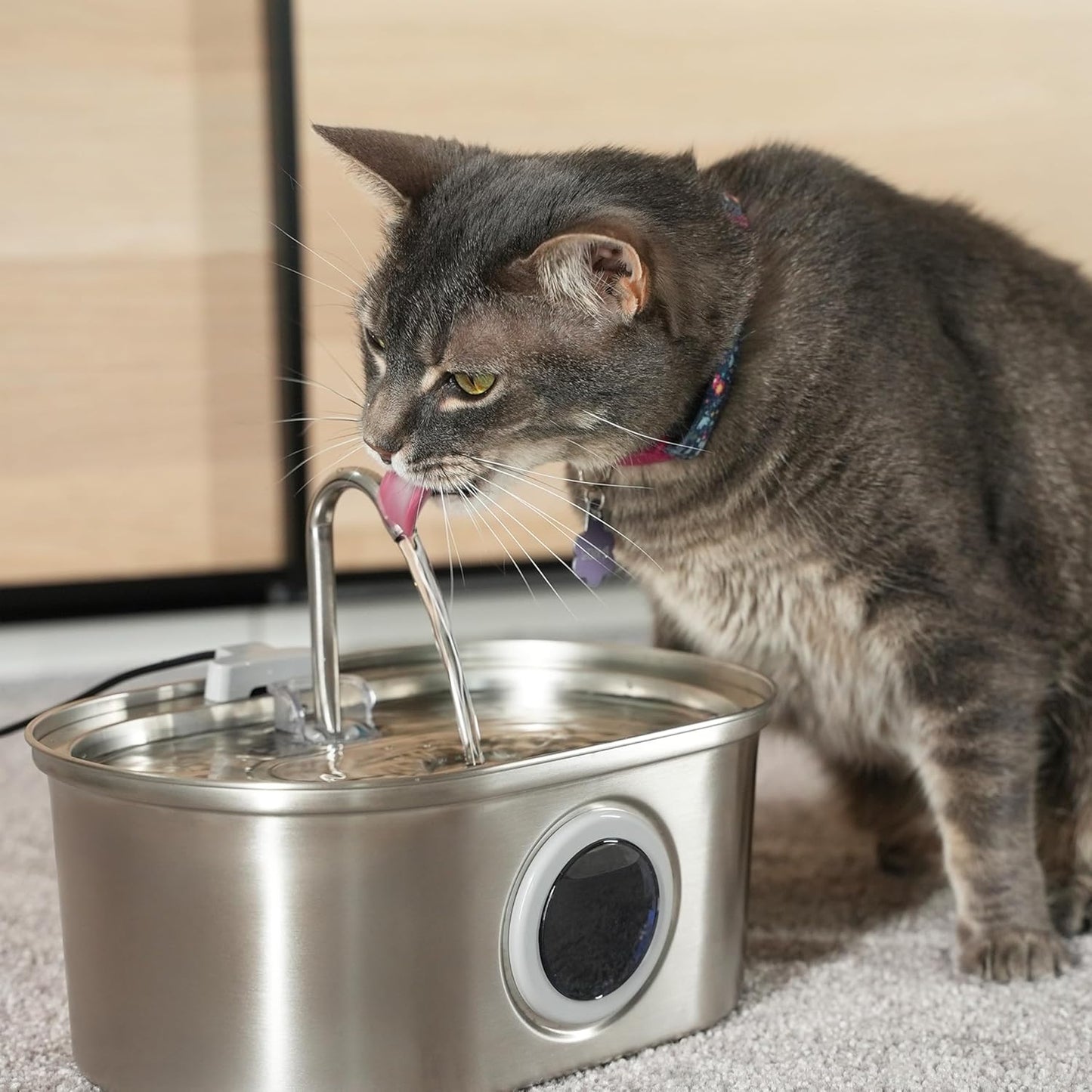 PawsPik SS-01 Stainless Steel Faucet-Design Cat Fountain, 108.2 oz.