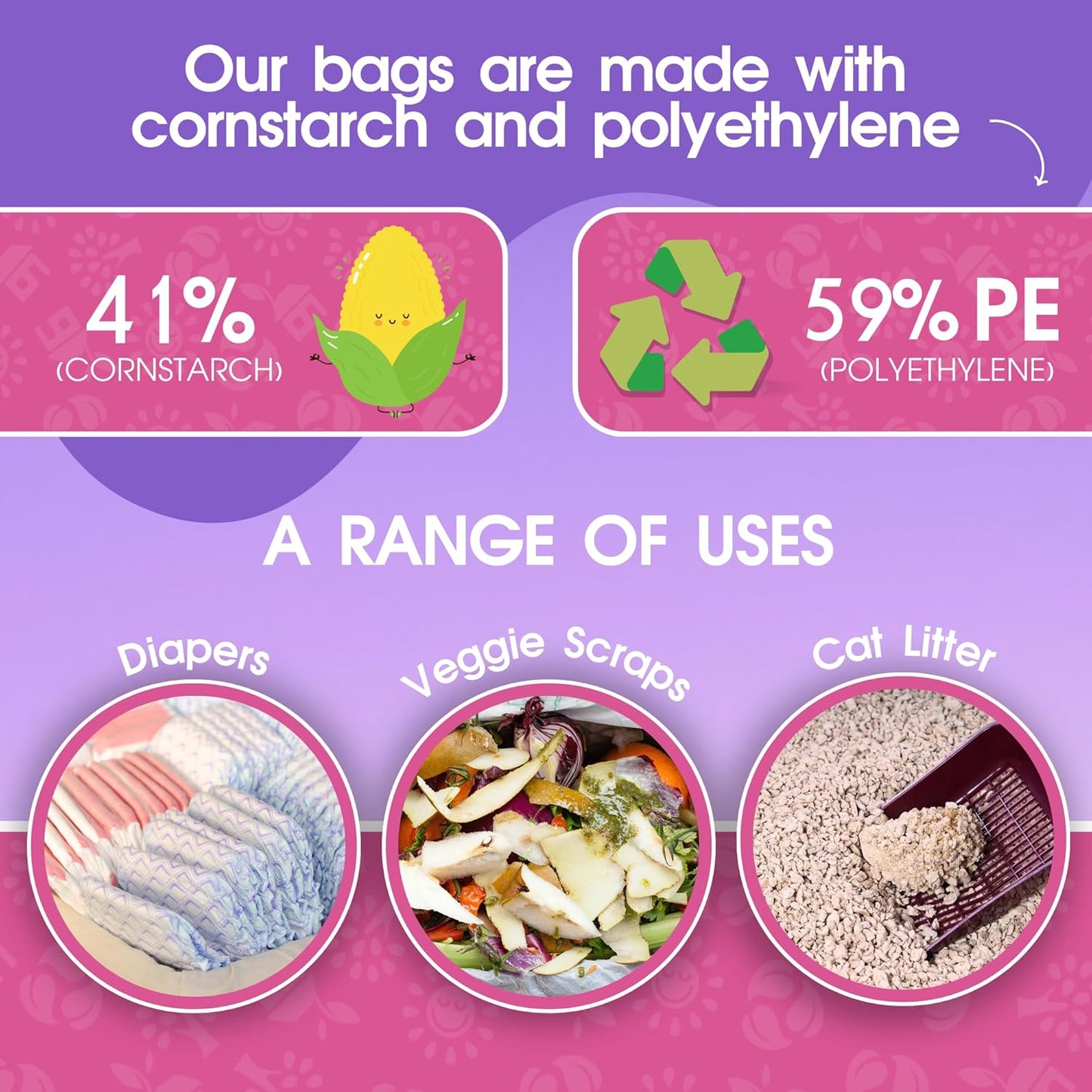 Pet N Pet 720 Counts Lavender Scented, Colorful Poop Bags for Dogs, 41% Plant Based & 59% PE Dog Poop Bags Rolls, Extra Thick Dog Waste Bag, Doggy Bag