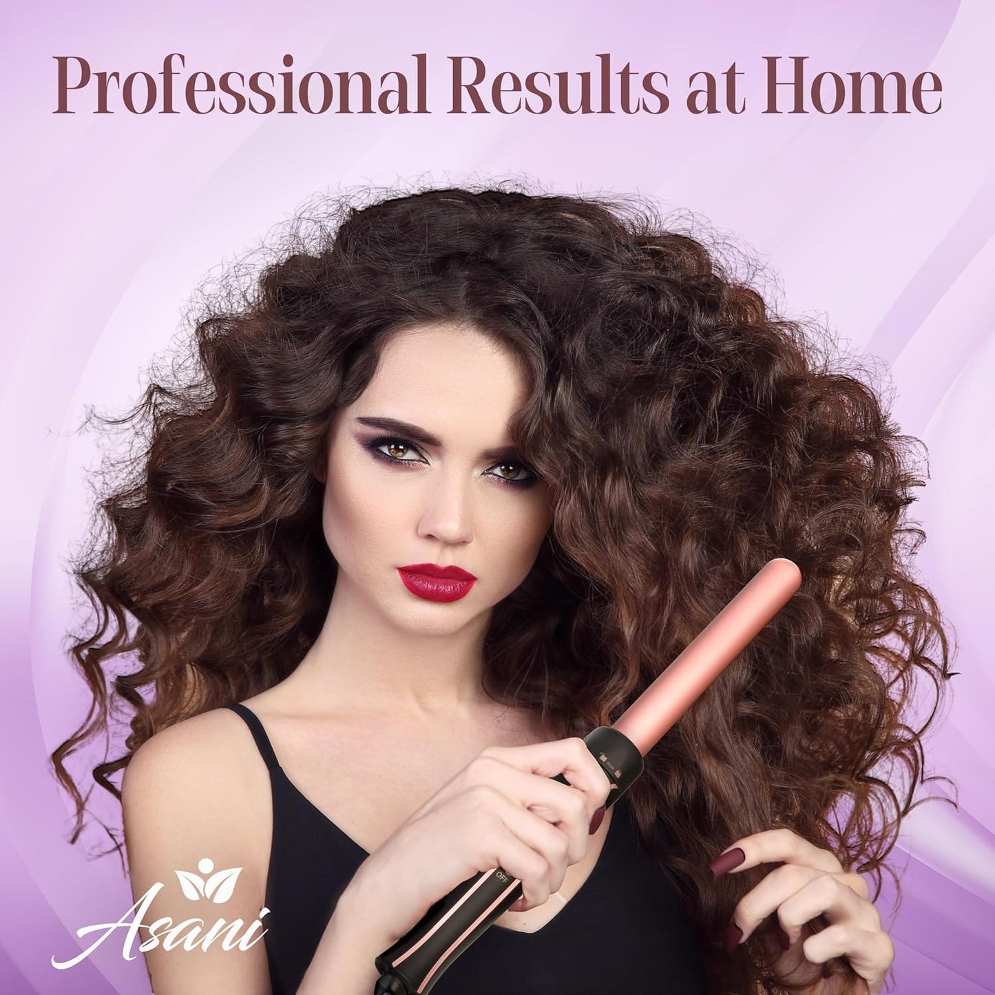 Asani Curling Iron Wand Set 6-in-1 - Beachwaver Hair Curler with 3 Barrel Hair Crimper, Tapered, Spiral Curling Iron - Fast Heating Travel Hot Styling Tools for Women with Dual Voltage (110-240V AC)