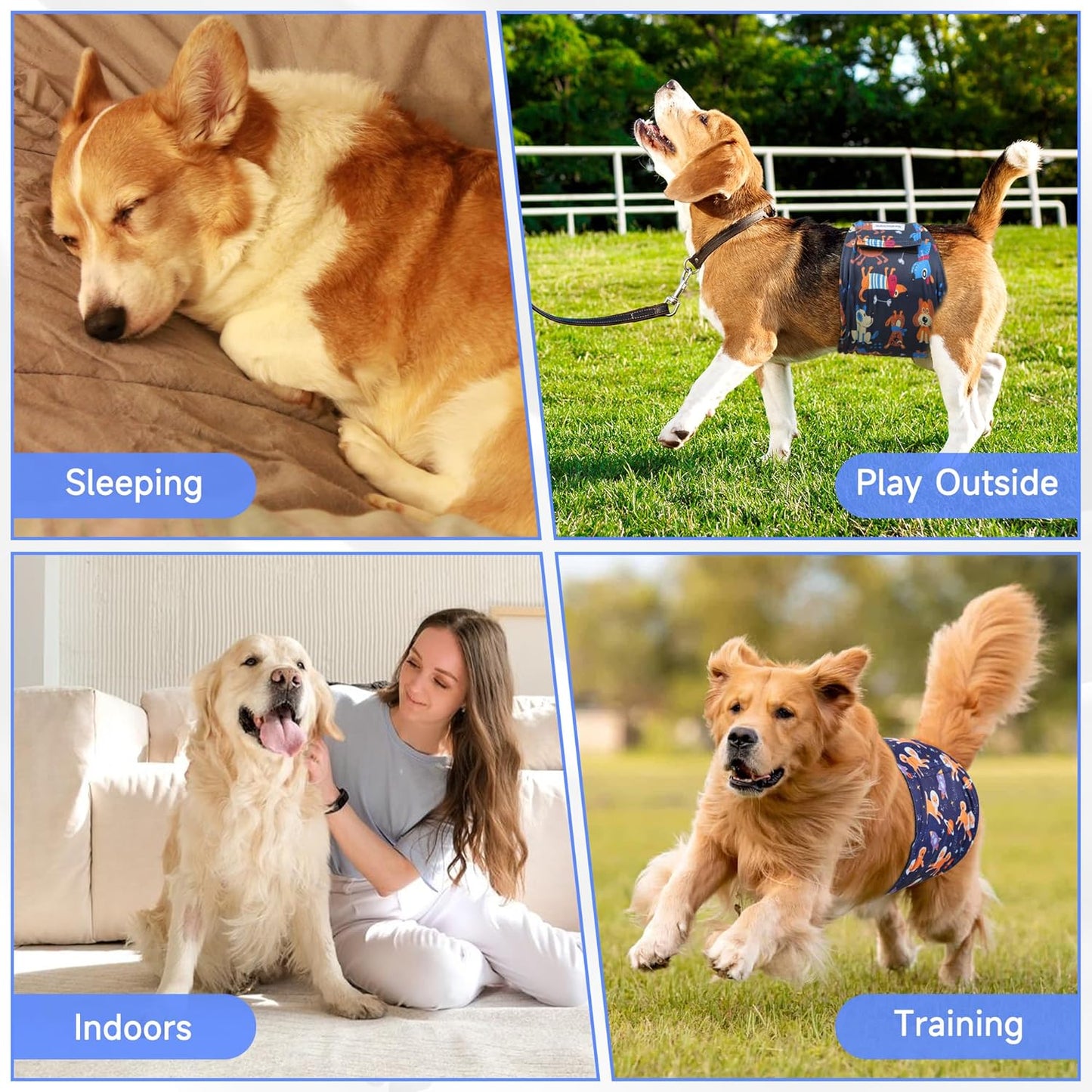 5 Pack Dog Diapers Male, High Absorbing Dog Wraps, Belly Bands for Male Dogs with Incontinence or Frequent Urination, Washable Doggie Diapers S, Space