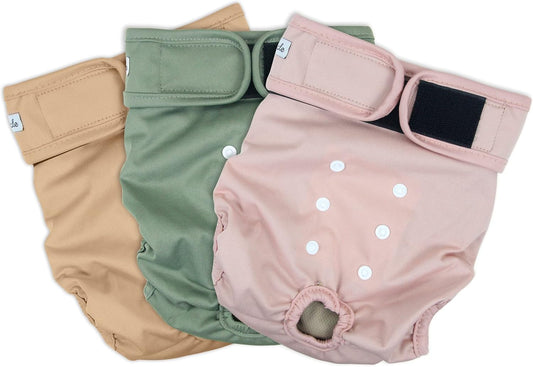 Washable Female Dog Diapers - Premium Reusable Diapers for Doggie in Heat - Highly Absorbent Dog Diapers Female for Pet Incontinence with Adjustable Snaps (Pink, M)