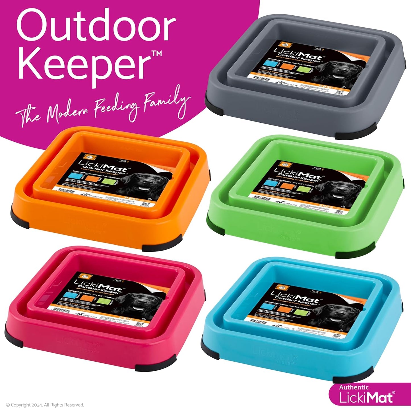 LickiMat Outdoor Keeper Dog Feeding Station - Slow Feeder Lick Mat Keeper for Dogs Food, Treats, Yoghurt & Peanut Butter - Extend Licky Mats for Dogs into Full Feeder, Grey.