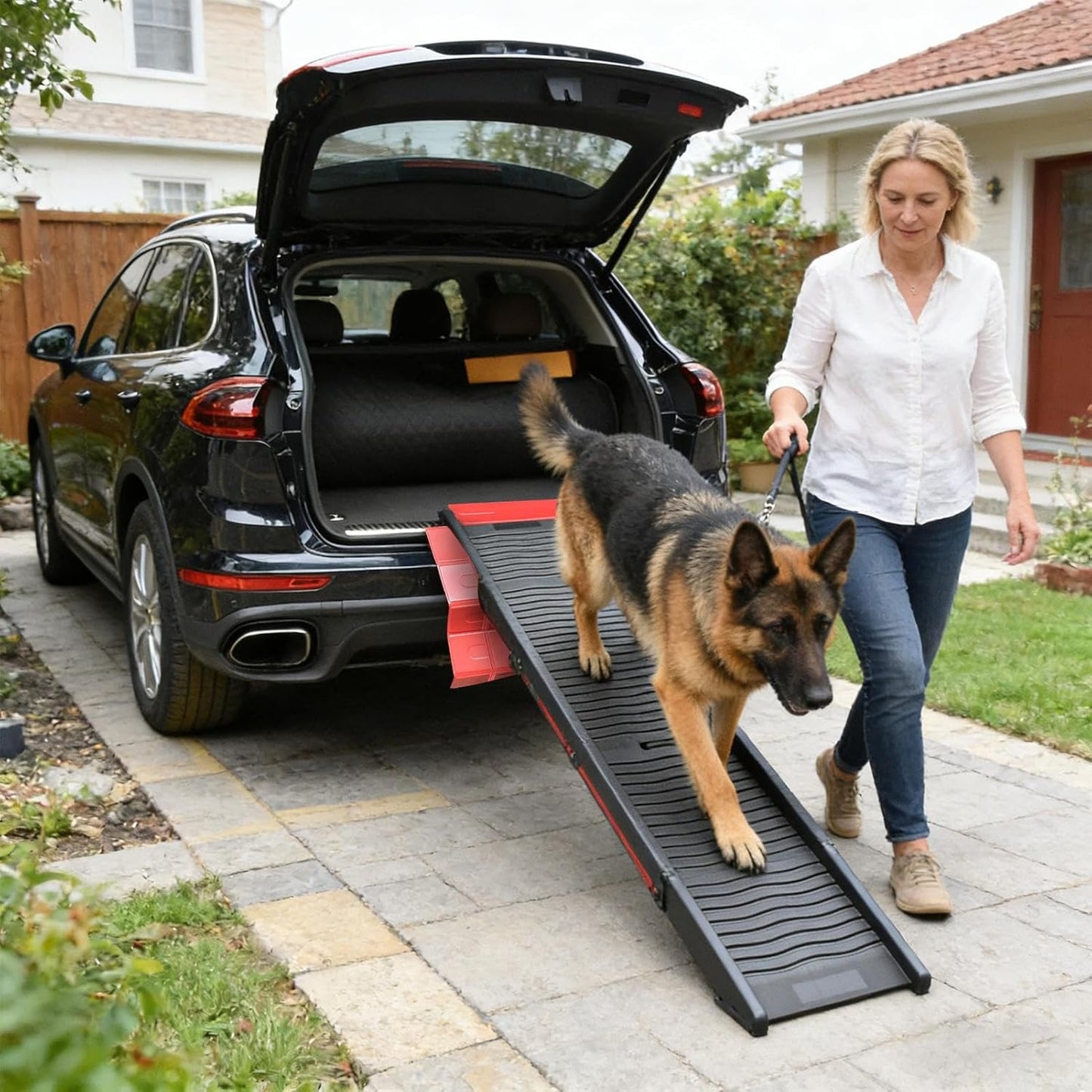 Portable Dog Ramp, Non-Slip Climbing Aid, 20.87x25.59 Inches Pet Accessory with Stable Build, Outdoor Travel Helper, Automotive Trunk Tool with Compact Design, Camping Picnic Gear for Vehicle Safety