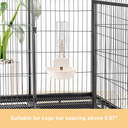 Hanging Automatic Food Water Dispenser,Gravity Pet Feeder Water Dispenser Set,Cage Cat Water Dispenser,Food Bowl for Bunny Guinea Pig Ferret Water Dispenser (Large Bowl Size)