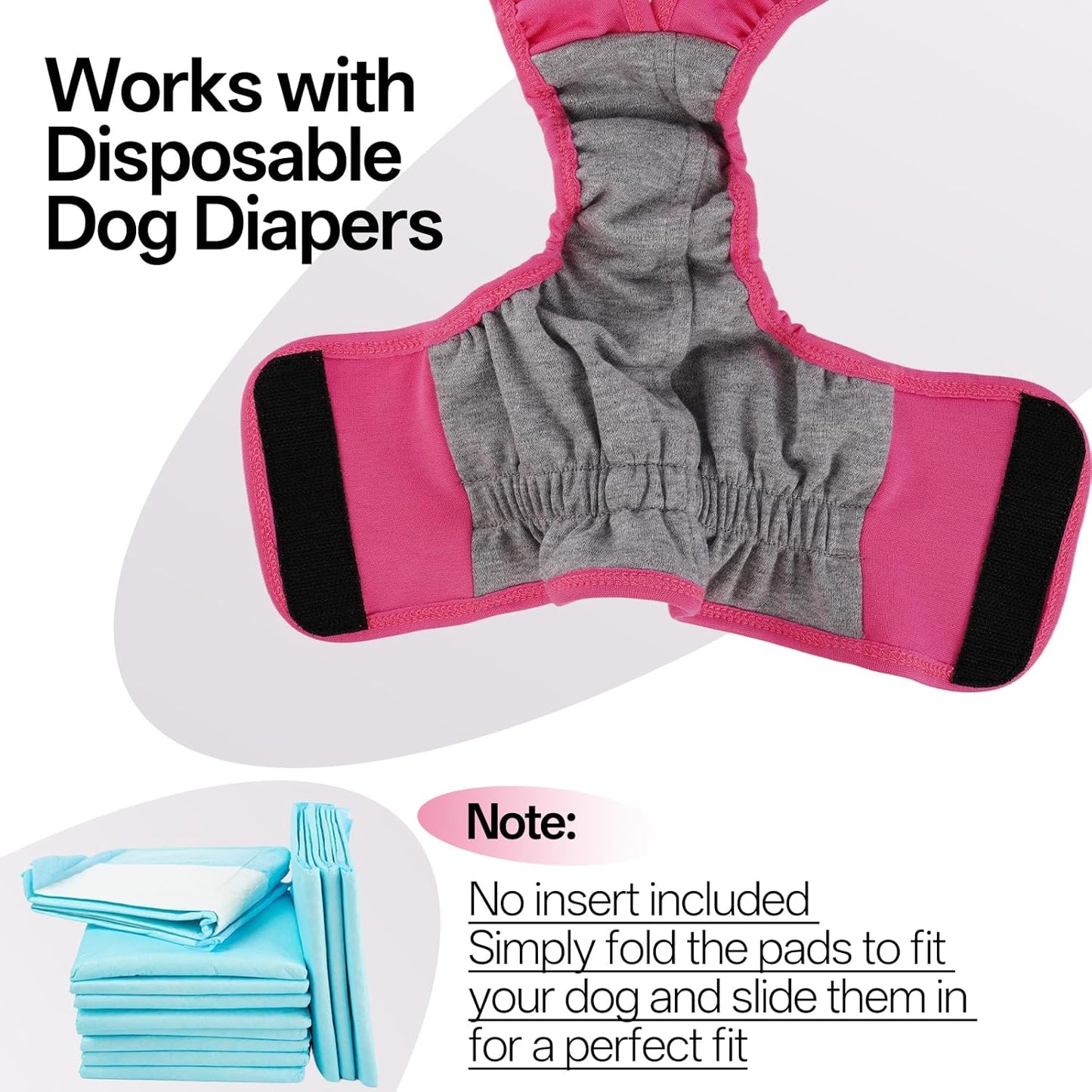 Lelepet Dog Diapers Female Washable, Reusable Puppy Doggie Pet Panties for Dogs in Heat, Adjustable Dog Diapers with Suspenders for Small Medium Large Dogs in Heat, Period, Incontinence, Pink XL