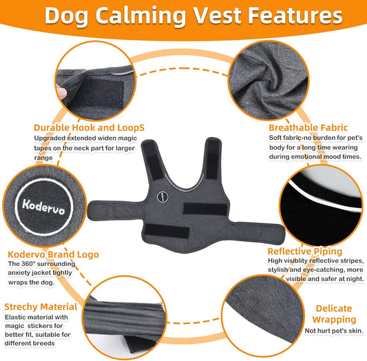 Dog Anxiety Jacket, Skin-Friendly Dog Calming Shirt - Dog Coat for Thunder, Fireworks, Vet Visits and Separation - Keep Pet Calm Without Medicine & Training, Anti Anxiety Vest for Dogs