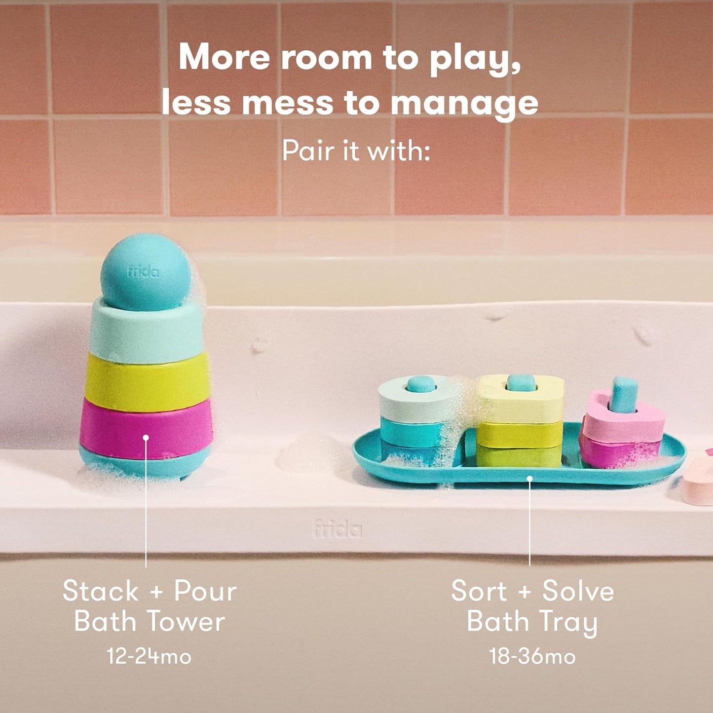 Frida Baby Splash Bathtub Shelf Allows Kids to Splash with No Mess, Shelf Barrier Prevents Water from Escaping Out of the Tub, Extend & Use As Surface to Play On, Attaches to Tubs & Folds to Put Away