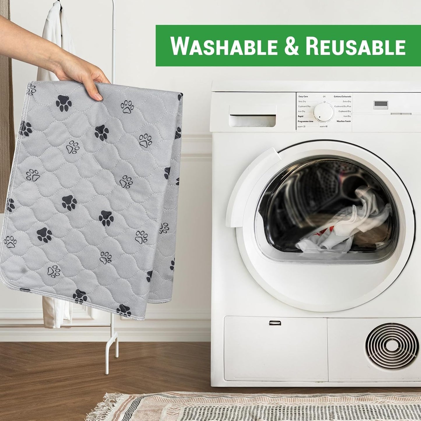 GOGREEN Waterproof Reusable Pets Training Pads Washable Pee Pads for Dogs, Puppy Pads for Potty Training with Leakproof Bottom (2 Pack, 18"x24")