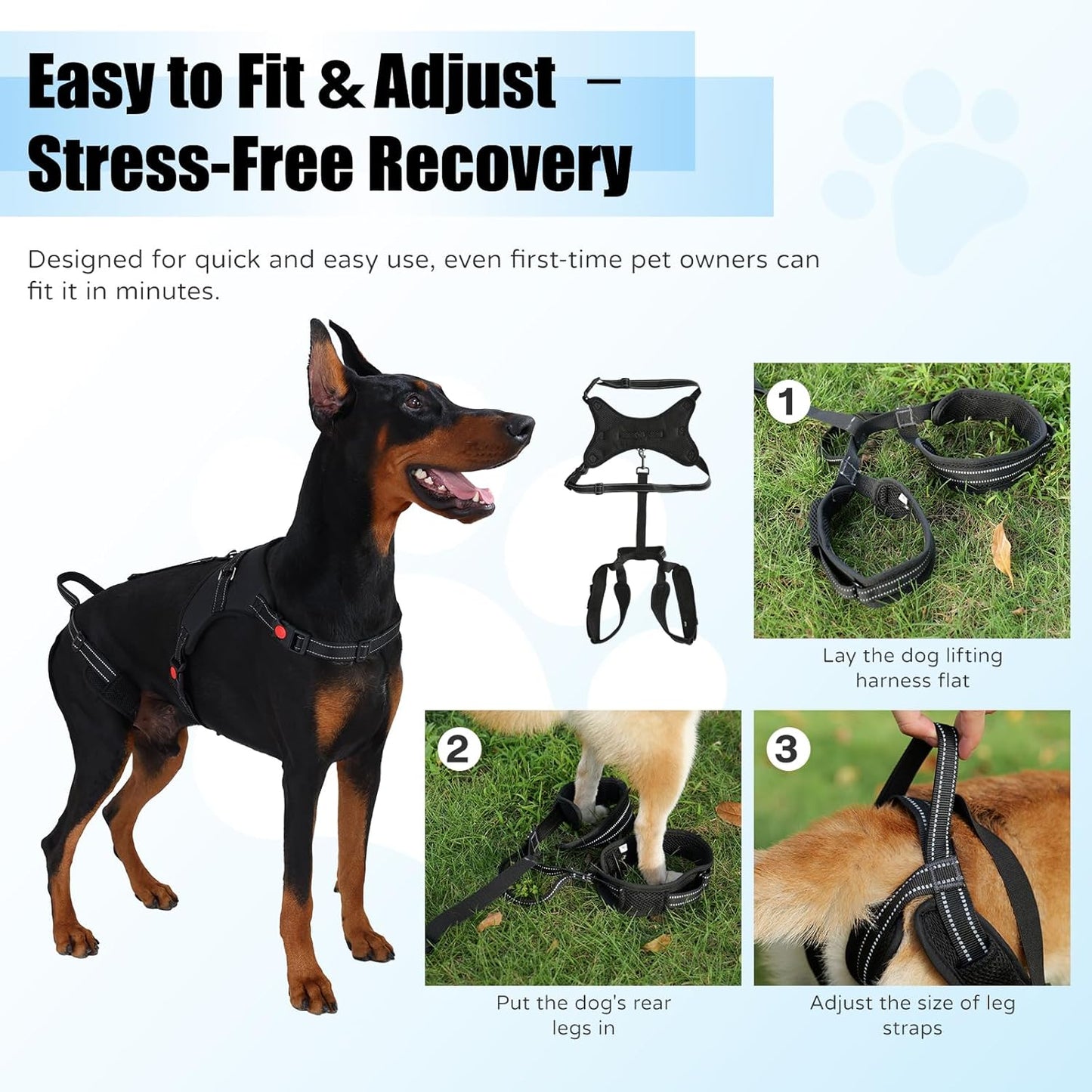 Multi-Functional Dog Lift Harness – Full Body Support Vest for Front, Rear, or Whole-Body Lifting – Mobility Aid for Senior, Injured, or Post-Surgery Dogs, Breathable & Washable