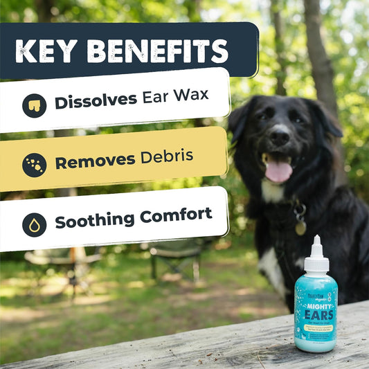Mighty Paw Waggables Dog Ear Wash - 4 oz (Made in USA) | Cleaner Solution. Wash Cleaner Aloe Vera Pet Drops. Liquid Cleaner for Dogs. for Itchy, Yeast & Healthy Ear Canals