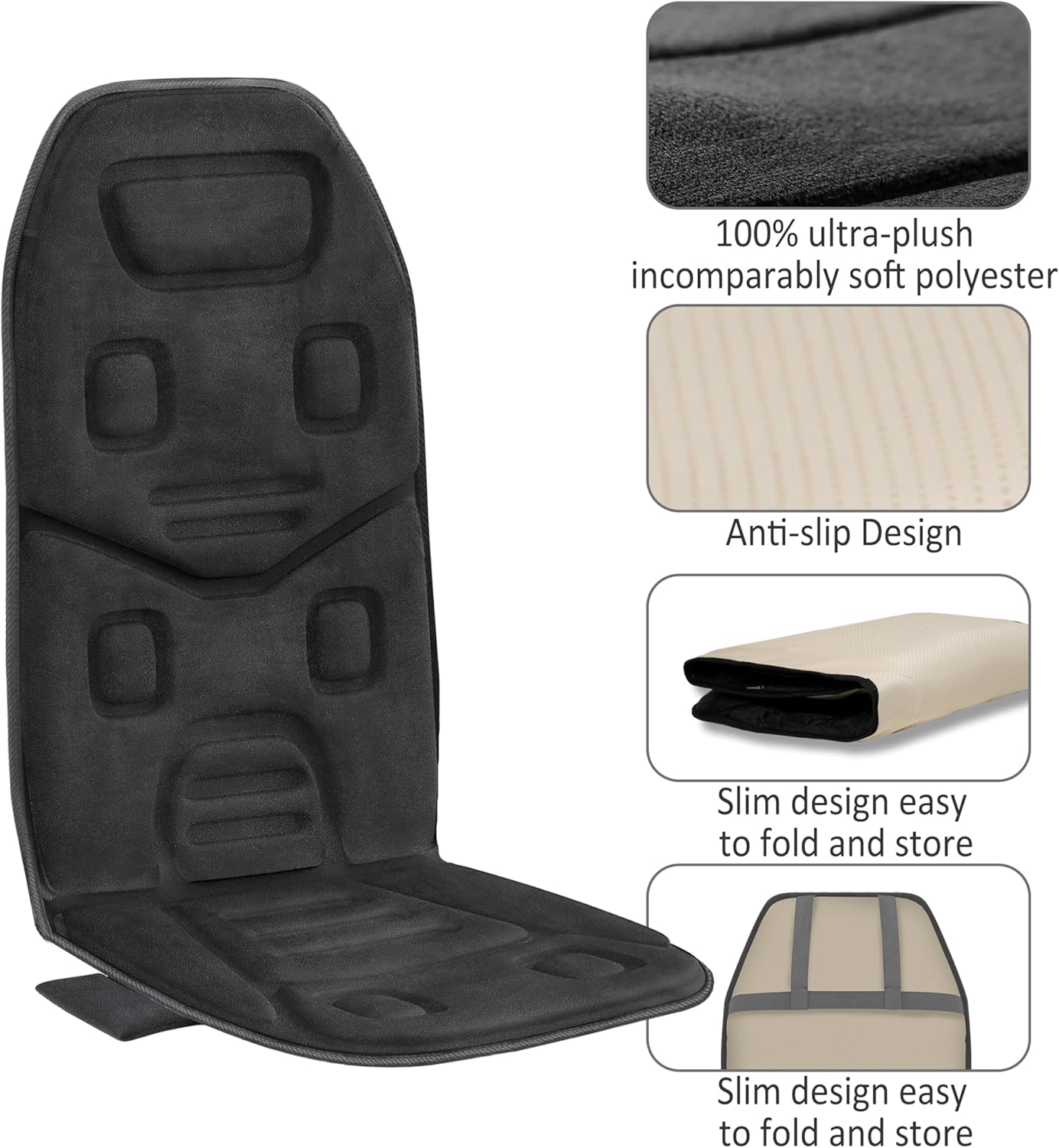 COMFIER Vibration Back Massager Seat Cushion with Heat,10 Motors Massage Chair Pad,Chair Massager for Pain Relief at Office/Home,Mothers Day Gifts for Mom Dad