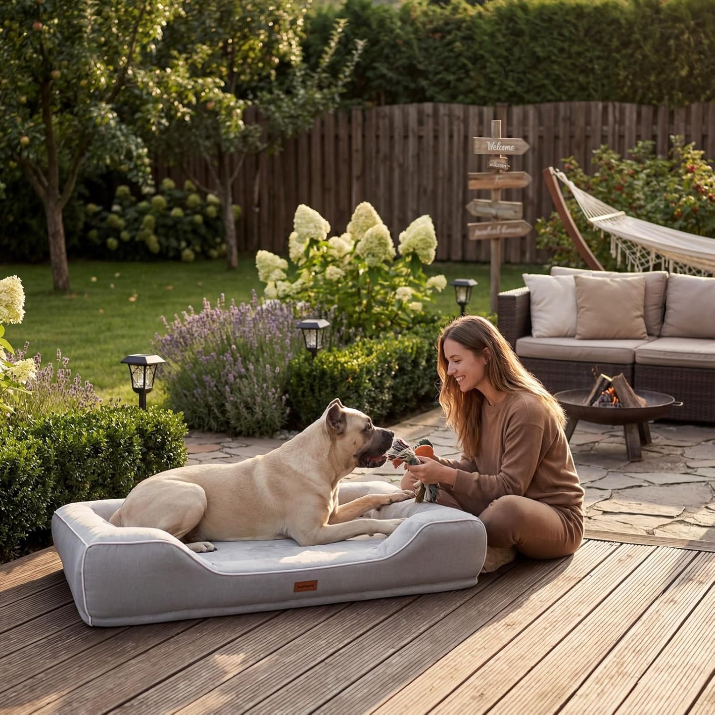 XXL Orthopedic Dog Couch Bed 48",Cooling Gel & Egg-Crate Memory Foam Dog Bed for Extra Large Dogs,Waterproof Removable Cover with High Resilience Bolster,Ideal for Senior Pets with Joint Pain,Grey