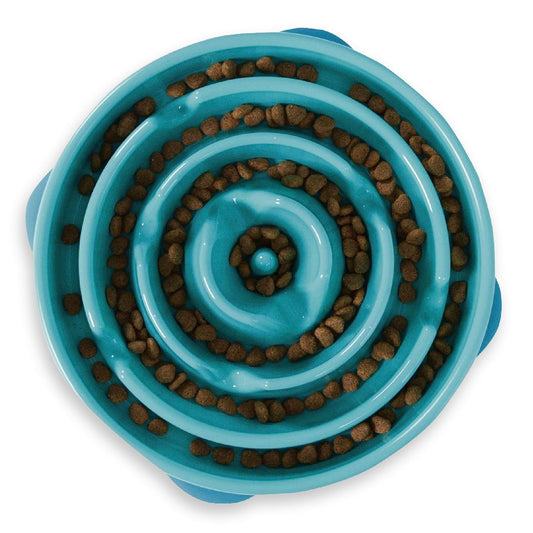 Outward Hound Fun Feeder Dog Bowl Slow Feeder, Large/Regular & Medium/Mini, Turquoise