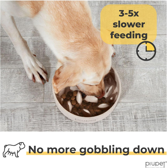 Slow Feeder Dog Bowl - 47 fl oz, 6 Cups Capacity, Dishwasher Safe - Slow Feeder Dog Bowl with Anti-Slip Pads