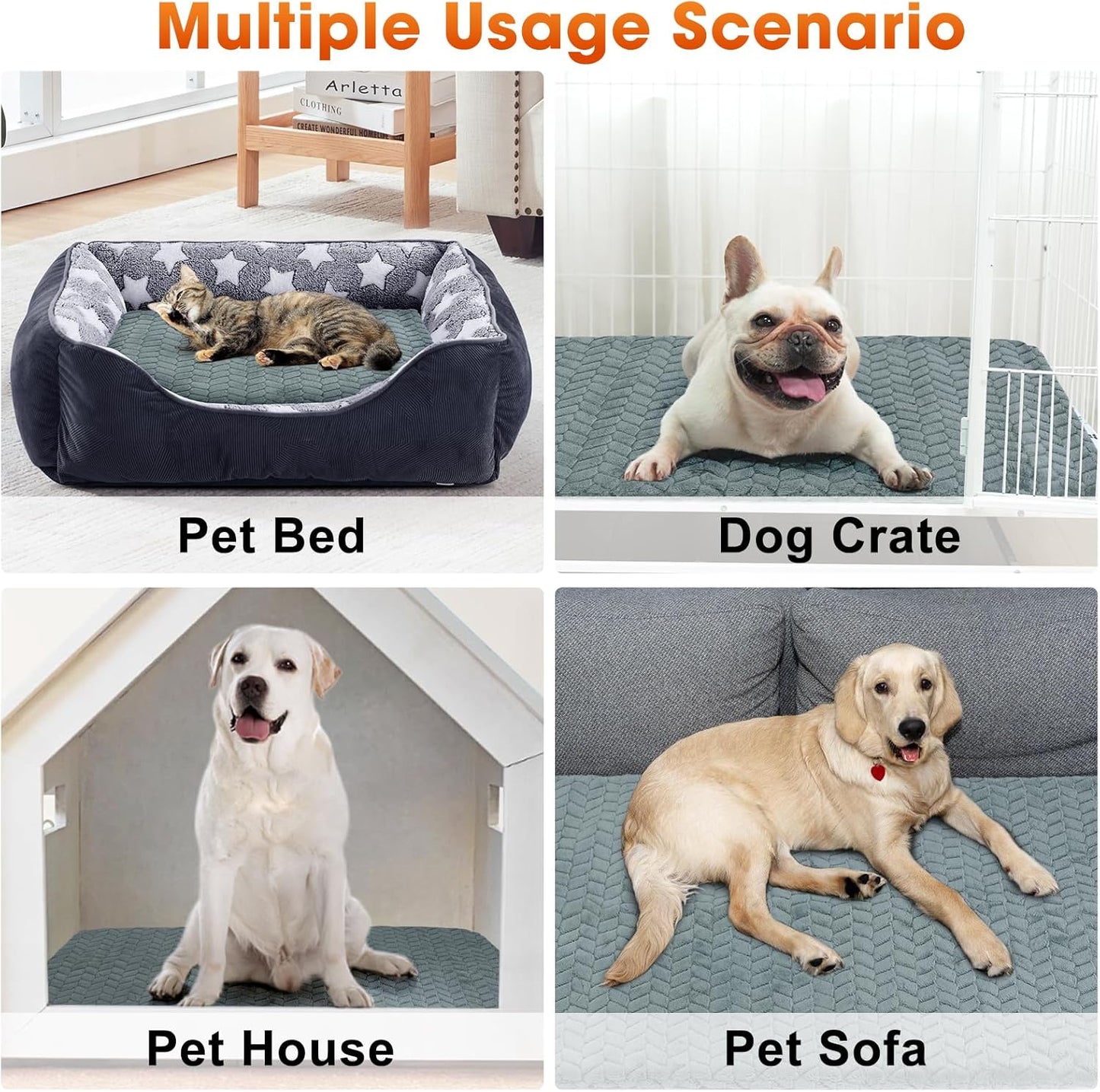 GASUR Pet Heating Pad for Dogs, Waterproof Cat Heating Pad with Timer Temperature Adjustable, Indoor Heated Electric Pet Bed for Cats Dogs, Anti-bite Pet Heated Pad, 35''x24'', Large