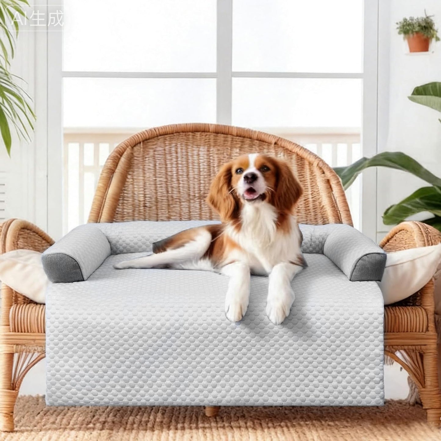 Cooling Dog Bed, Washable Cooling Mat for Large Dogs with Removable Cover, Self Cooling Couch Cover for Dog, Non-Slip Dog Couch Bed, 35x31 Inch, Grey