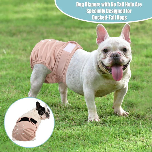 wegreeco Frenchie Dog Diapers Female No Tail Hole, Washable Pet French Puppy Bulldog Diapers Female for Period Heat, Reusable Doggy Doggie Dog Diapers (X-Large)