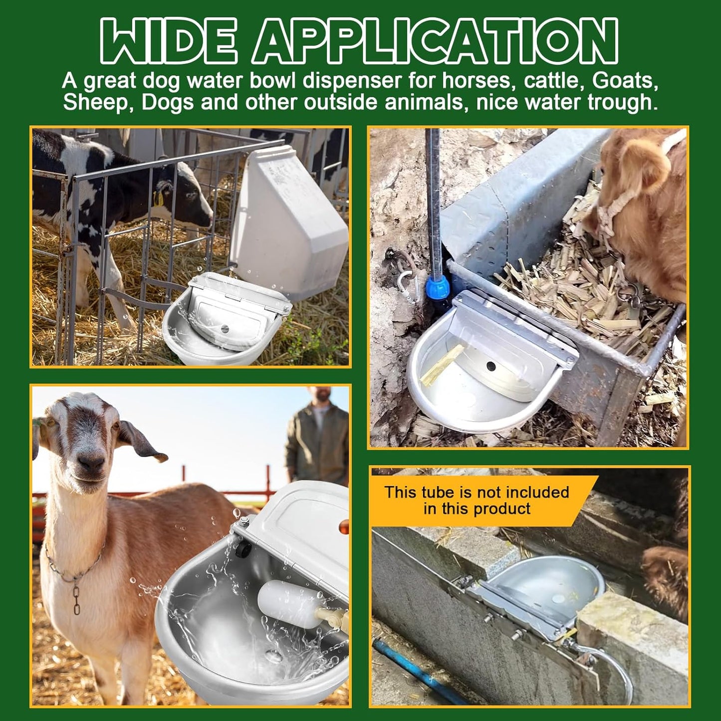 MAOPINER Automatic Water Dispenser, Automatic Waterer Bowl for Dogs, Farm Grade Stainless Stock Waterer Horse Cattle Goat Sheep Dog Water (with Drainage Hole)