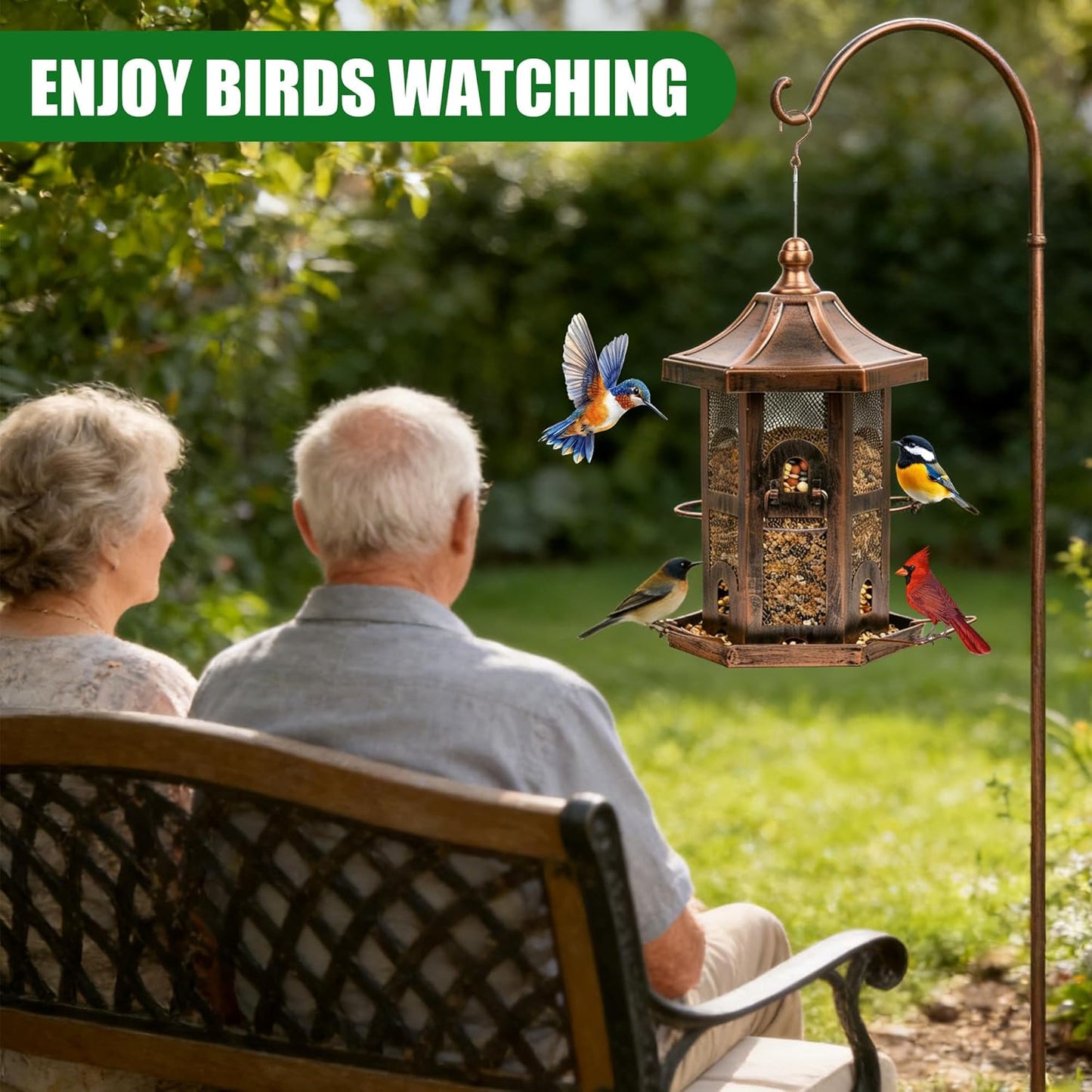 Bird Feeders for Outdoor Hanging, Metal Chew Proof Wild Bird Feeder, Squirrel Proof Birdfeeders for Outside Garden Backyard Attracting Finch (Seed is not Included)