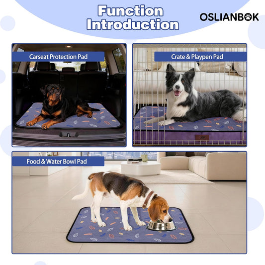 4'Pcs Washable Pee Pads, Reusable Puppy Pet Training Pads, Waterproof Dog Crate, Whelping Pad, Non-Slip Protects Against Urine Leakage Deep Grey Medium