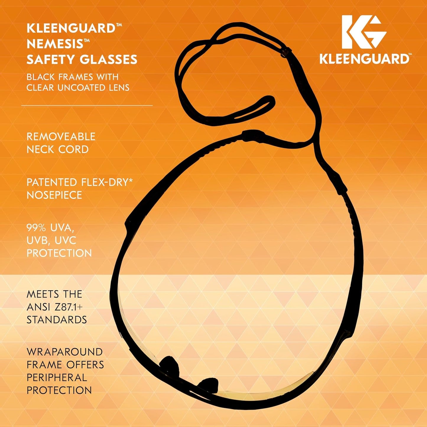 KleenGuard™ V30 Nemesis™ Safety Glasses (25676), Clear Lenses, Black Frame, Unisex Eyewear for Men and Women (12 Pairs/Case)