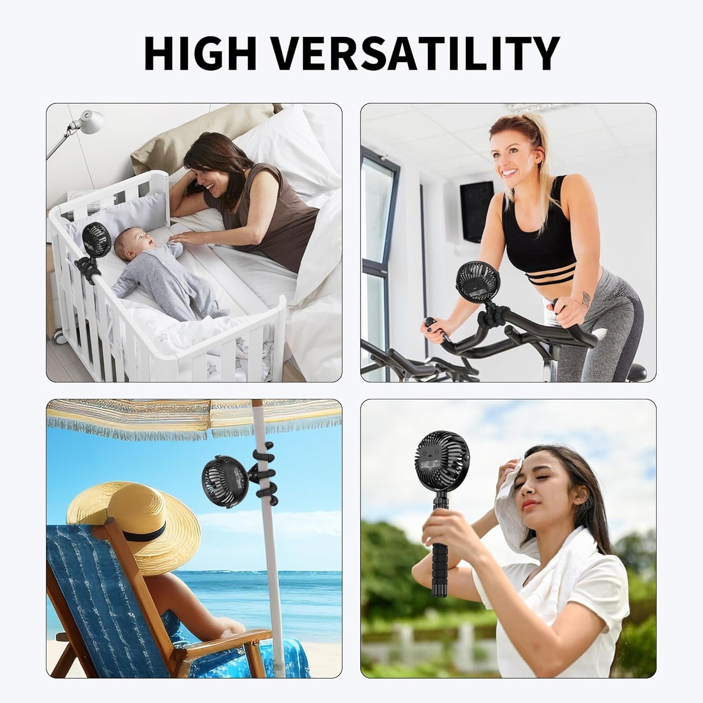 AMACOOL Battery Operated Stroller Fan, Baby Travel Essentials for Beach Disney, Newborn Boy & Girl Showers Gifts Registry Search, Rechargeable Clip On Fan for Car Seat Wagon Crib Bike Treadmill