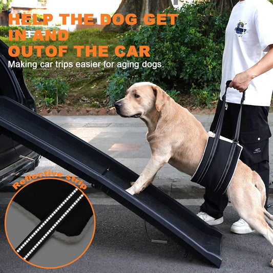 COODEO Adjustable Comfortable Dog Sling with Handle Hind Leg Support Soft Lift Support and Rehab Harness for Weak Rear Legs,Helps Senior, Injured, Disabled and After ACL Surgery Dogs Large (Black, L)
