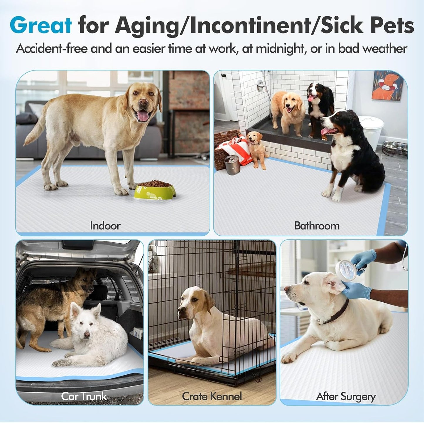 Gimars XXXXL 36"x36" Thicken Heavy Absorbency Dog Pad Extra Large- Jumbo Disposable Polymer Quick Dry No Leaking Pee Pads for Dogs, Cats, Rabbits Pets 30 Counts