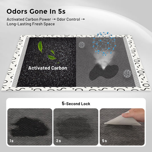Charcoal Puppy Pee Pads for Dogs, 22"x22" 50 Counts + 1 Extra Health Monitoring Pad - Disposable Dog Potty Training Pads, Odor-Control, Super Absorbent & Leak-Proof