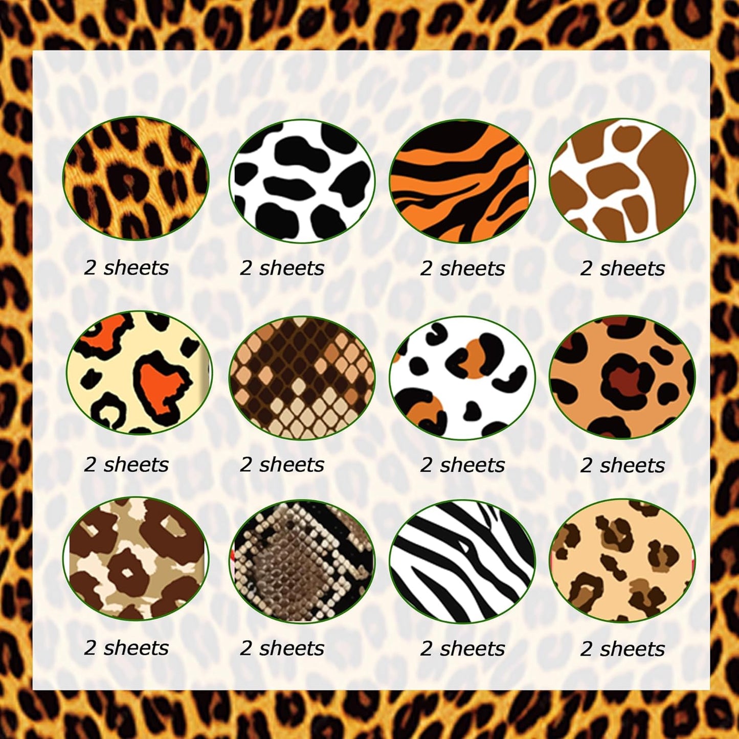 24 Sheets Animal Print Scrapbook Paper 11.8x11.8In Animal Print Pattern Paper African Safari Tiger, Giraffe, Zebra, Cheetah, and Leopard Prints Craft Papers Pad Supplies for African Safari Card Making