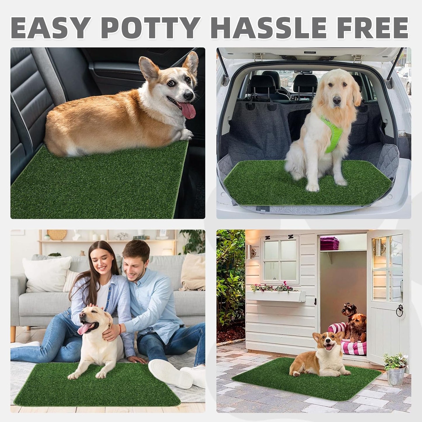 KOOLTAIL Dog Grass Pad with Washable Pee Pads for Puppy Potty Tray,20"*25" Soft Artificial Turf Multipurpose Reusable Grass Patch Pads for Dogs Litter Box, Leakproof for Doggie Training Indoor Outdoor