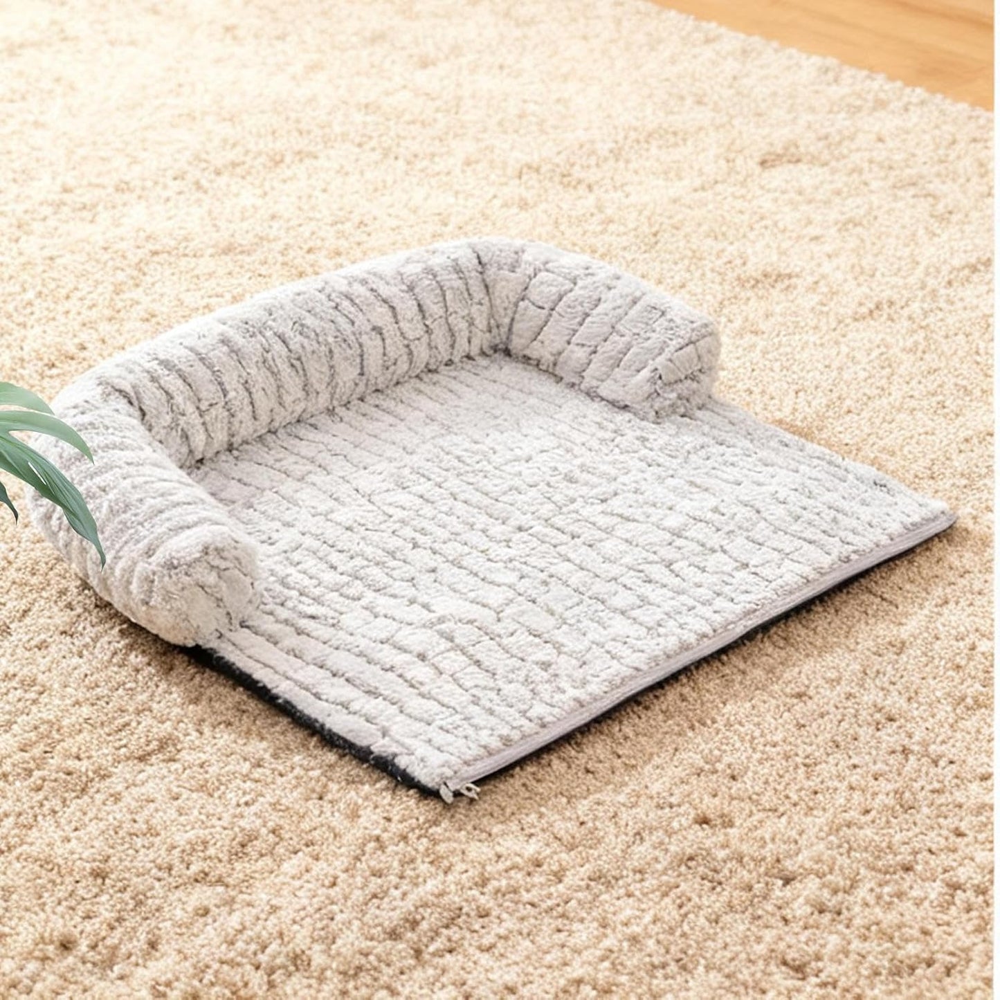 Dog Bed Couch Protector, Non Slip Raised Edge, Calming Pet Bed with Soft Padding, Memory Foam Dog Beds for Home Furniture Protection, Plush Beds for Indoor Relaxation, Removable Washable Cover