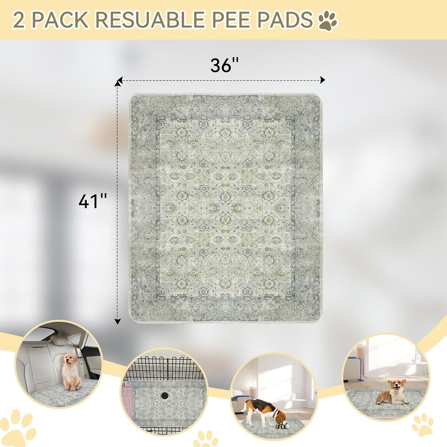 Washable Pee Pads for Dogs and Cats - 100% Waterproof Leakproof Reusable Puppy Pads, Super Absorbent & Non-Slip Whelping Training Pads Litter Mat for Furniture Protector Pet Housebreaking