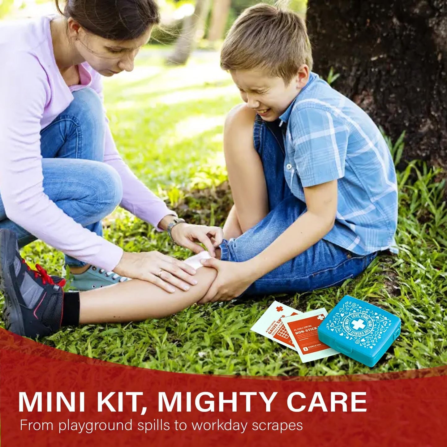 EVERLIT Pocket-Aid Mini First Aid Kit | Compact, Portable Hard-Shell Cases of 50 Items | Cuts, Scrapes, Wound Care Essentials for Travel, Outdoor, School, Camping, Home, Office (48 Packs | 2400 Pcs)