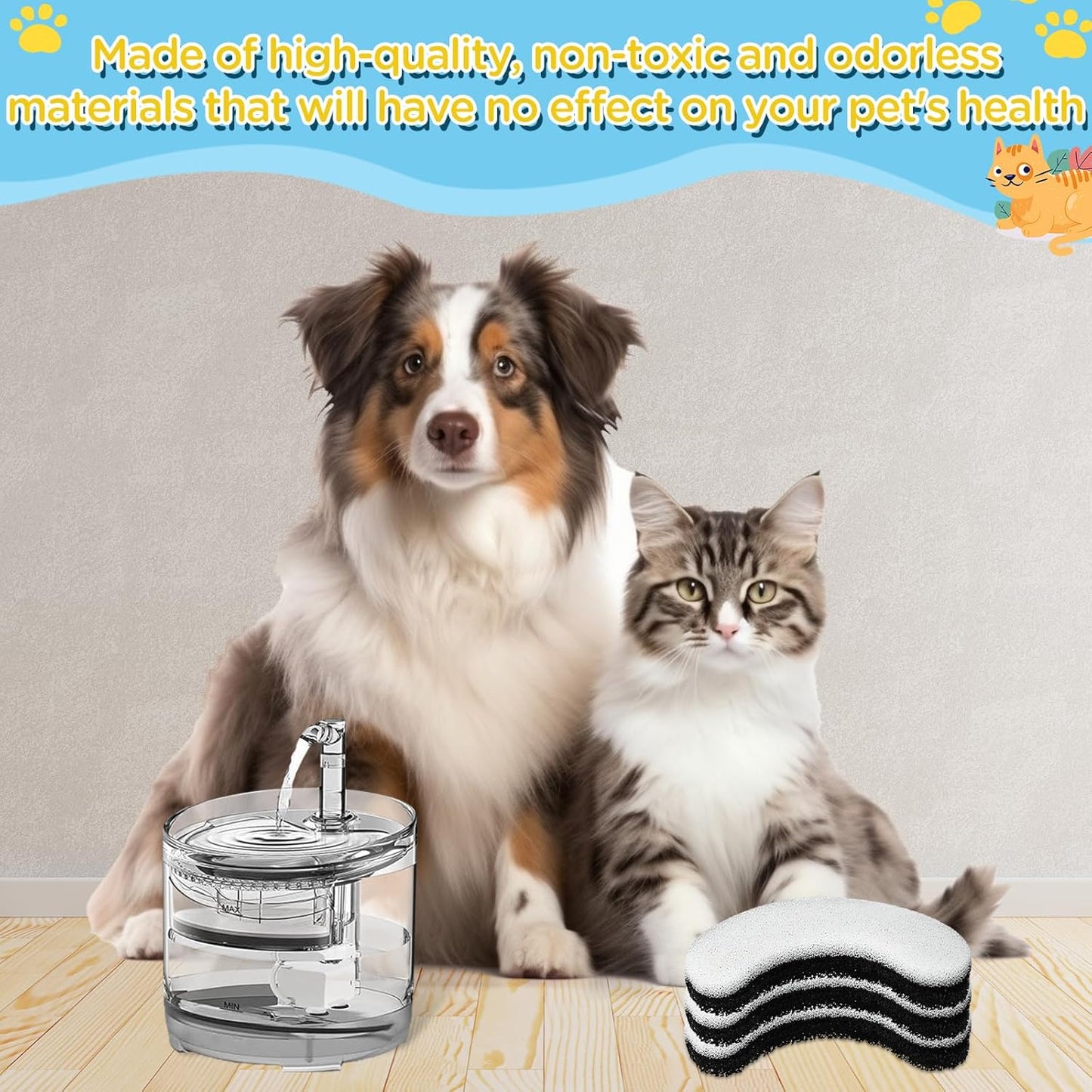 16 Pieces Cat Water Fountain Filters, Water Fountain Filters Replacement for Cat,Water Fountain Fit for Clear Fountain Perfect for NPET WF050 & WF100,Dog Dispenser (16PCS)