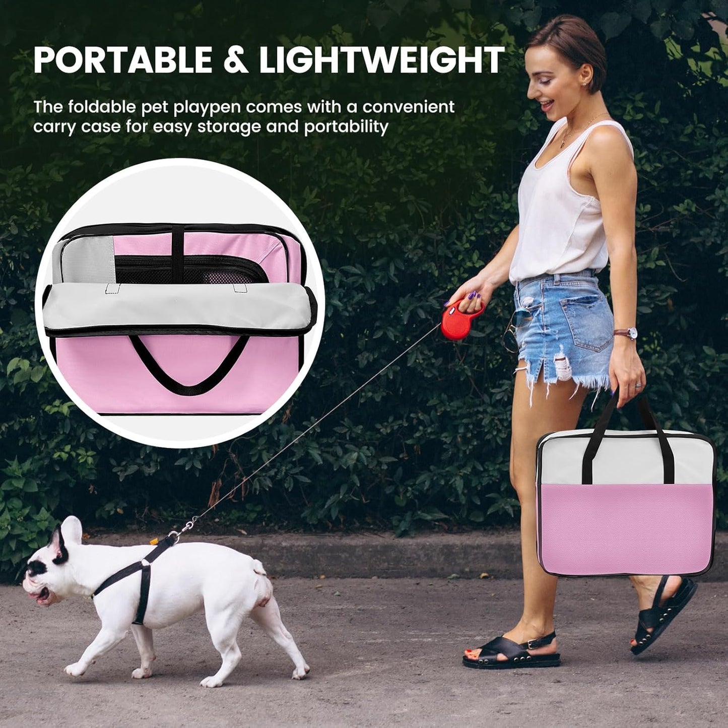 X-ZONE PET Dog Playpen Portable Pet Play Pens for Puppies, Cat, Rabbit, Chicks, Foldable Exercise Play Tent Kennel Crate, Indoor/Outdoor Travel Camping Pink Small
