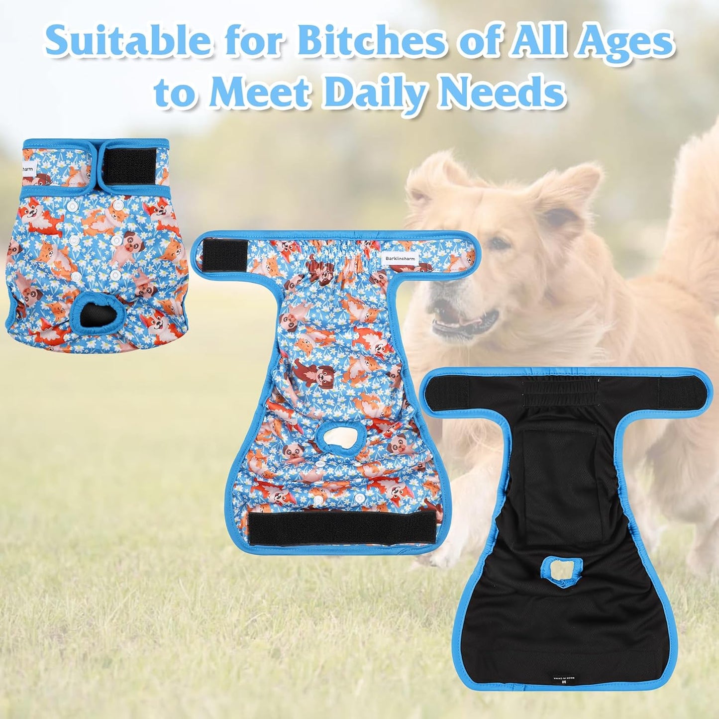 Reusable Female Dog Diaper, Highly Absorbent Doggie Diapers for Female Dogs, Dog Diapers Large