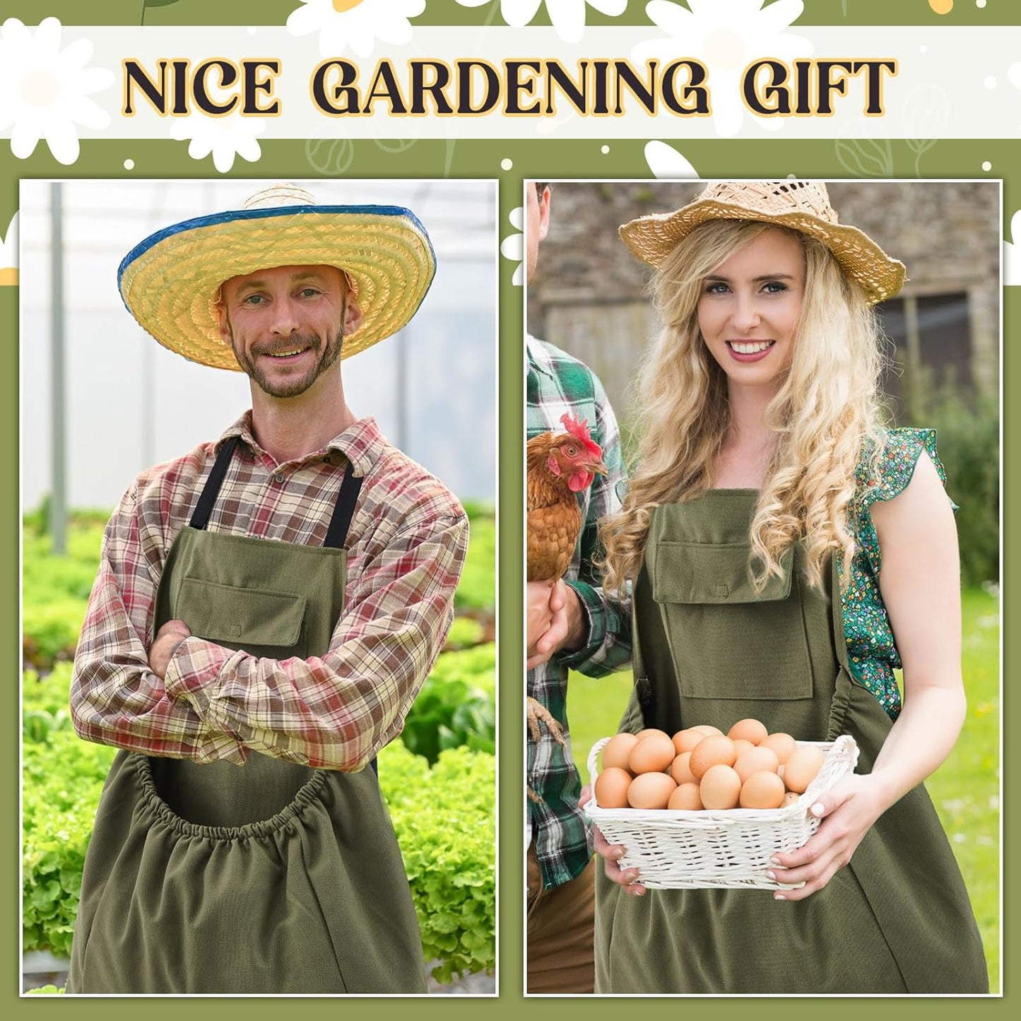 Gardening Apron Harvest Apron with Release Pockets, Gift for Women & Men, Gardeners, Gardening Lovers, Harvesting Weeding Laundry, Mother's Day Gifts