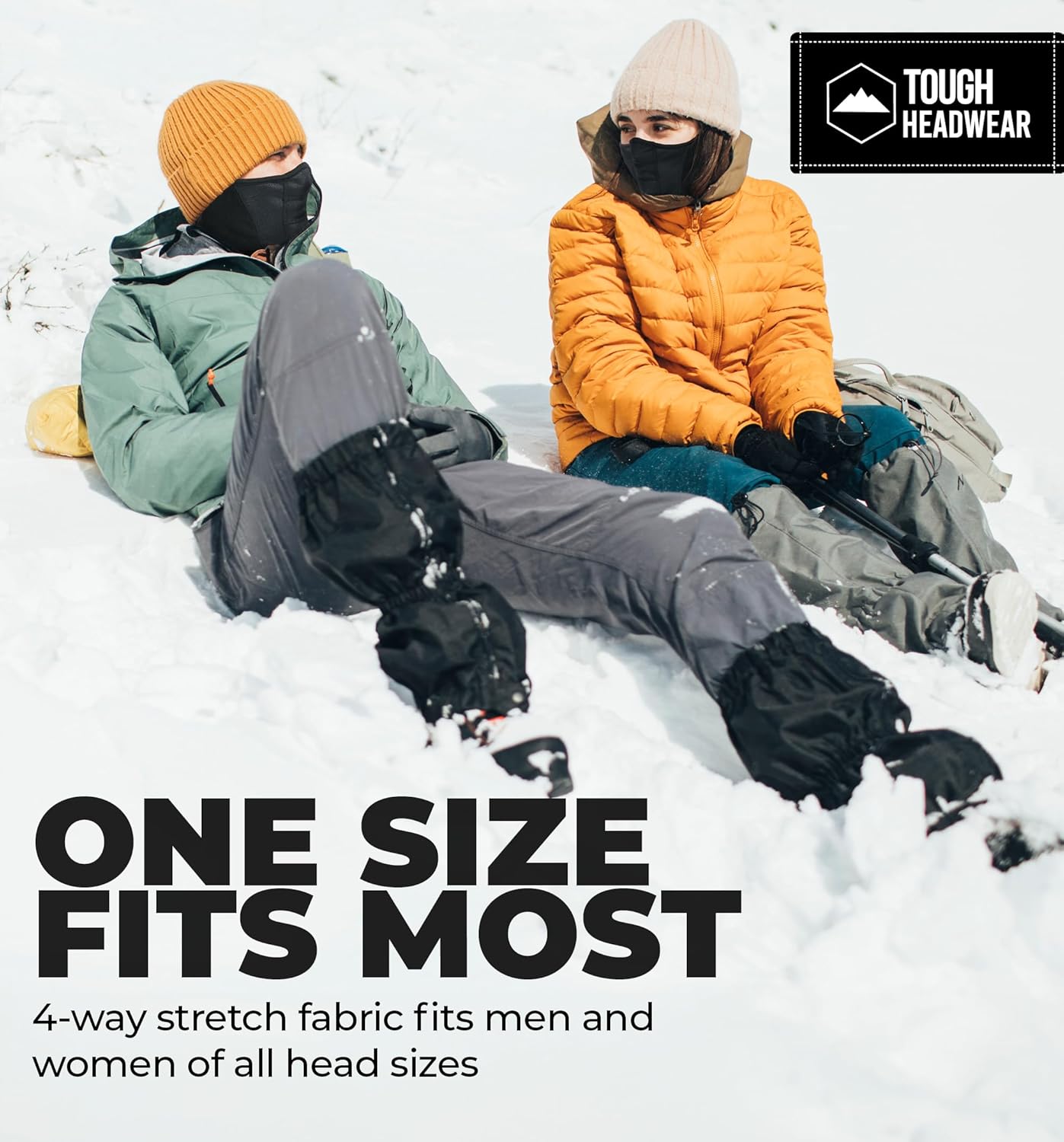 Tough Headwear Half Ski Mask - Fleece Lined Winter Face Mask - Stretch Neck Gaiter for Cold Weather Gear - Skiing Accessories