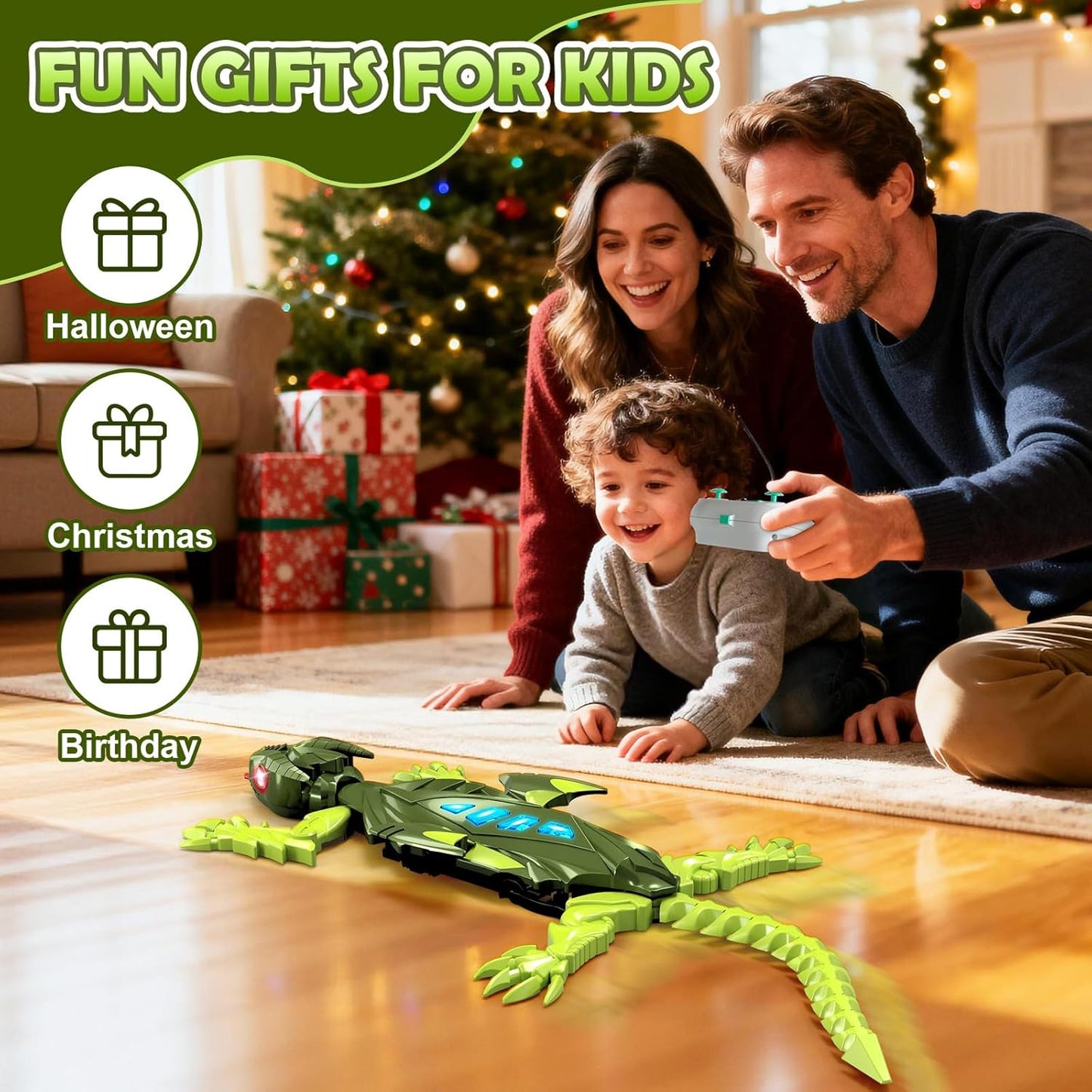 Wall Climbing Gecko Lizard, Kids Toys Remote Control Car, Rechargeable Wall Crawler Gecko Robot, Cool Prank Birthday Xmas for Grandkids Girls Kids Toys for Boys Ages 6 7 8 9 10