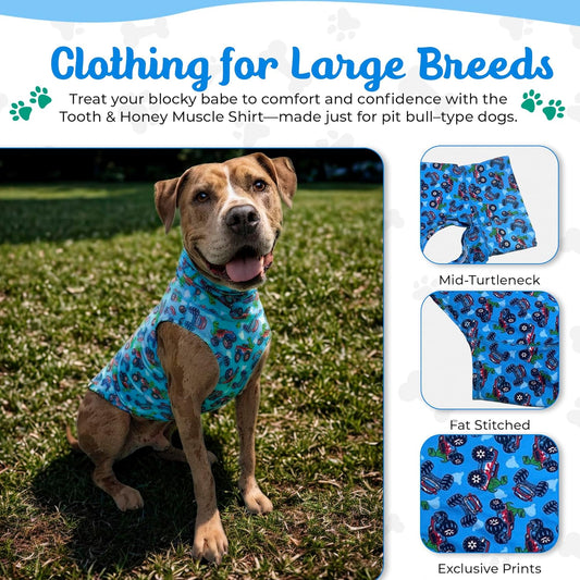 Tooth & Honey Dog Vest Shirt – Lightweight Sleeveless Summer Clothing for Pitbulls Large Breeds, Soft Anxiety Shirt, Breathable Sun Protection Pet Clothing