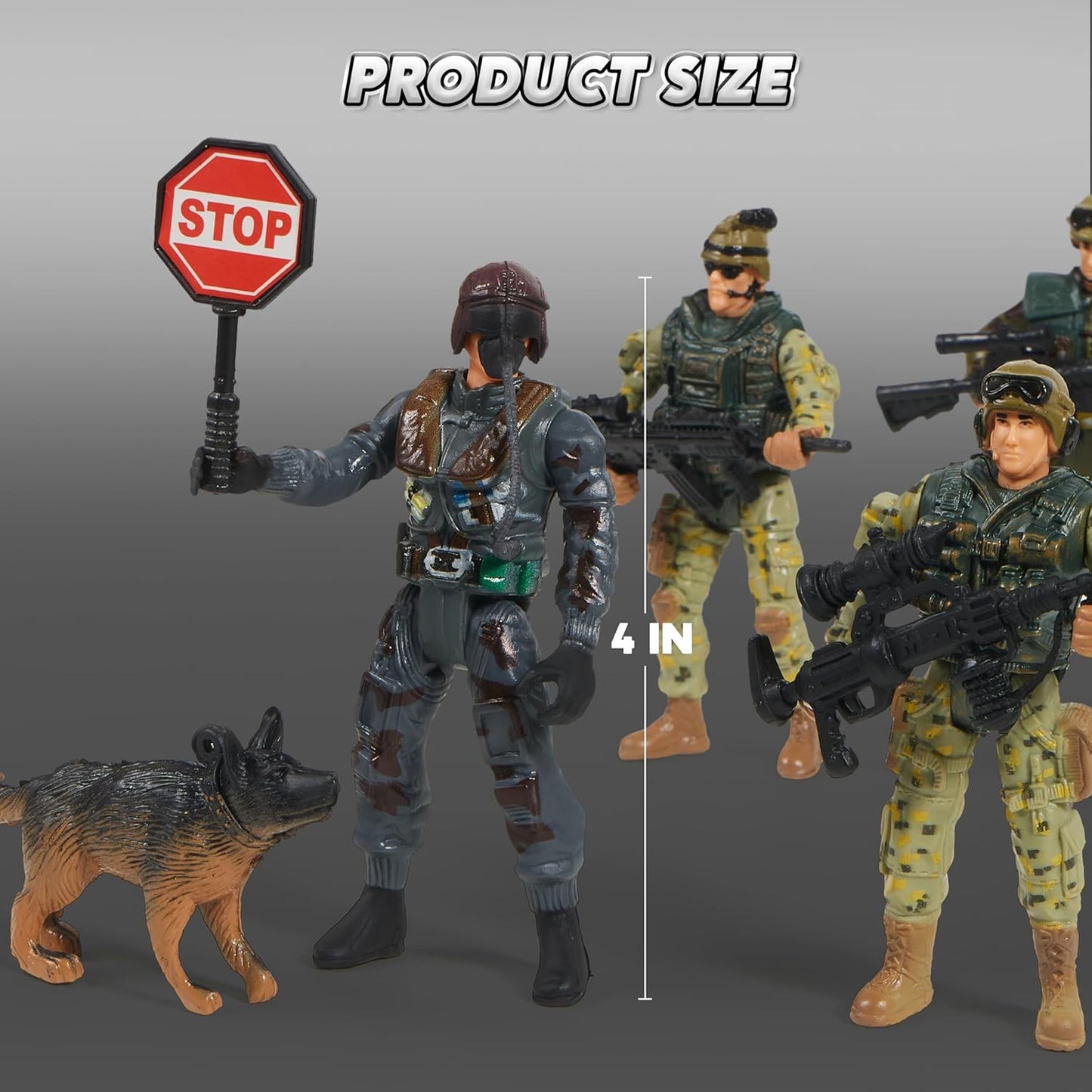 JOYIN 16 PCs Army Men Playset with 12 Realistic Army Ranger Men Action Figures and Weapon Gear Accessories, Military Soldiers Action Figures Playset for Boys Gift, Easter Basket Stuffers