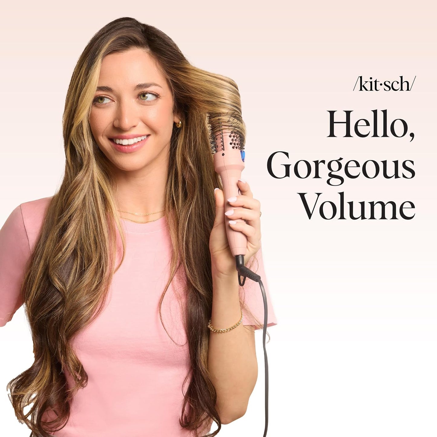 Kitsch Thermal Round Brush – Heated Round Brush For Blowout Look – 1.5”/38 mm Ceramic Barrel, Blow Out Brushes Tool For Volume & Shine for All Hair Types, Frizz-Reducing Ceramic Tourmaline, Terracotta