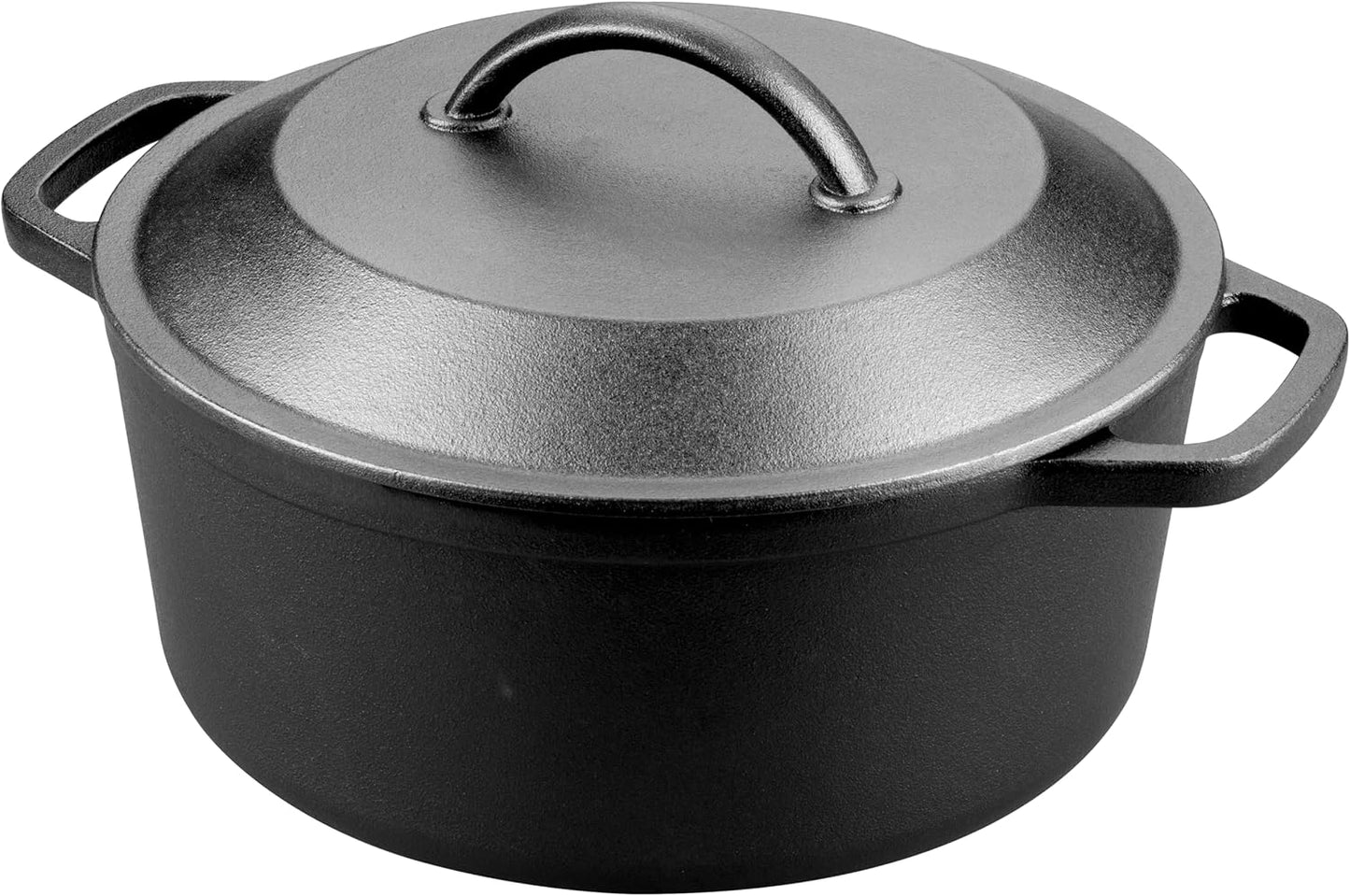 Pre-Seasoned Cast Iron Dutch Oven with Lid, Round and Dual Handles, for Stovetop, Camping, Grill, Induction, Electric, Black, 3 qt