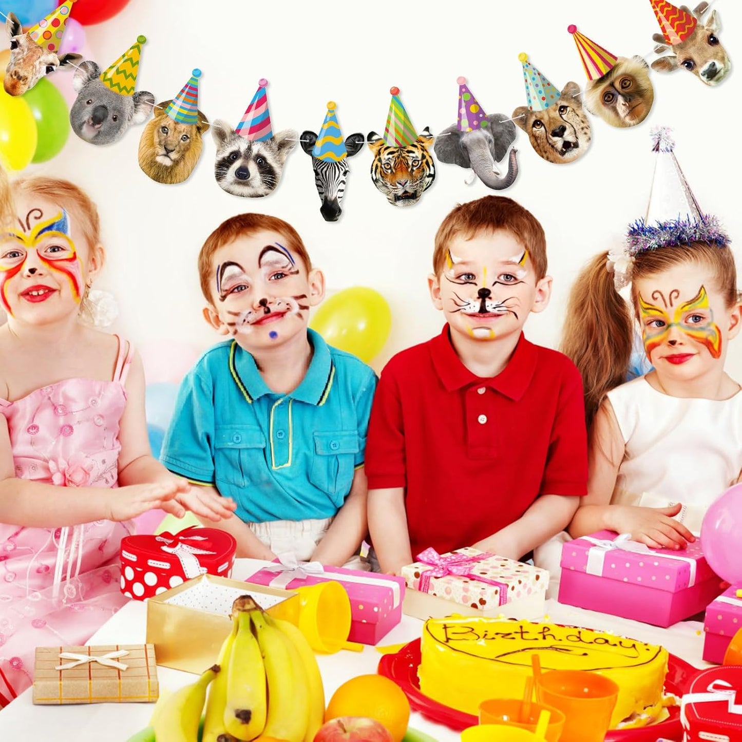 Hooqict Safari Animals Happy Birthday Banner Animal Birthday Party Decorations Party Animal Banner Garland for Jungle Birthday Decorations Kids Wild Zoo Party Supplies
